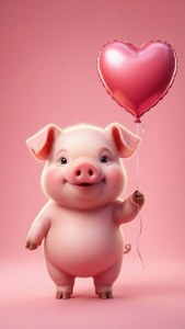 Pig with Heart Balloon
