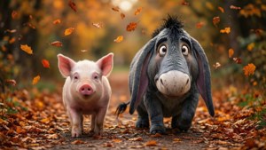 Piglet and Eeyore Autumn Walk