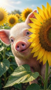 Piglet and Sunflower