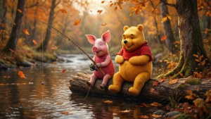 Piglet Fishing with Pooh