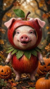 Piglet in Apple Costume