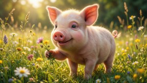 Piglet in Sunny Meadow