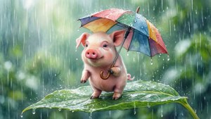 Piglet Under the Rain