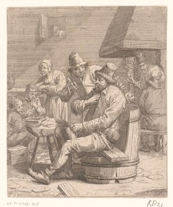 Pijprokende man in herberg