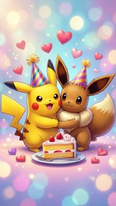 Pikachu and Eevee Birthday Hug