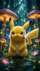 Pikachu in Glowing Forest