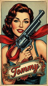 Pin-Up Tommy Gun Retro