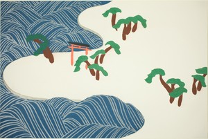 Pine Beach with Shrine Gate, from the series "A World of Things (Momoyogusa)”