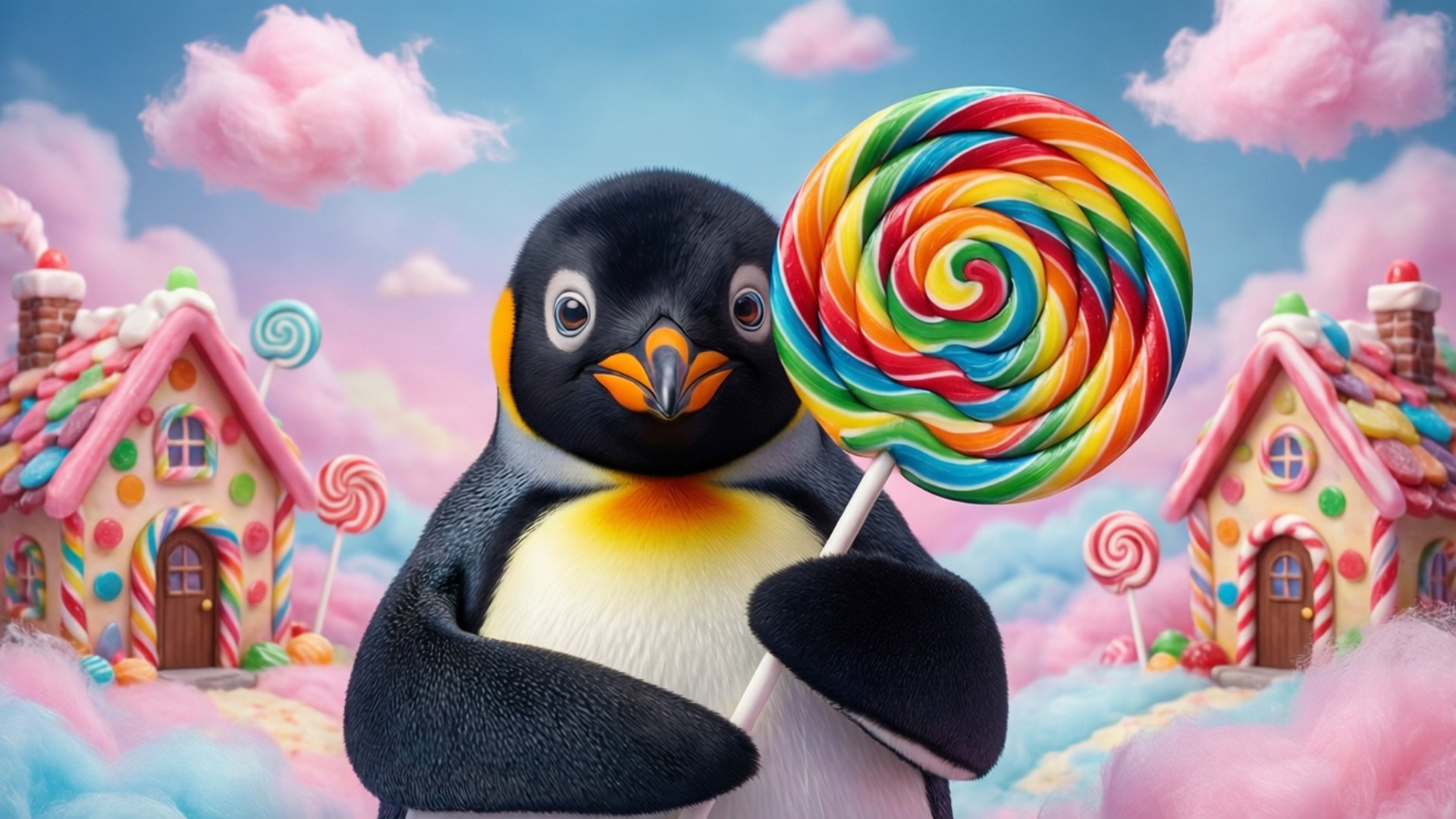 Pingu in Candyland by Wallpapers.art Studio