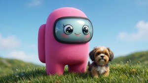 Pink Crewmate with Pet