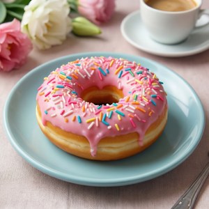 Pink Donut and Coffee