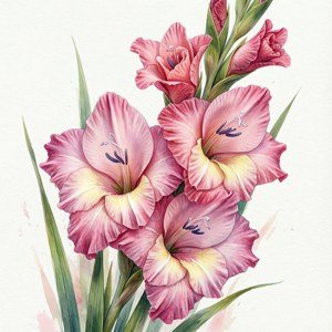 Pink Gladiolus Watercolor