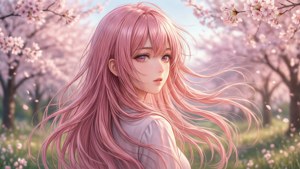 Pink Hair Cherry Blossom