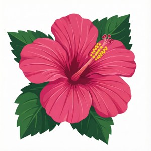 Pink Hibiscus Flat Vector