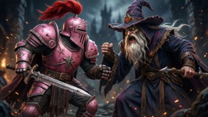 Pink Knight vs Wizard