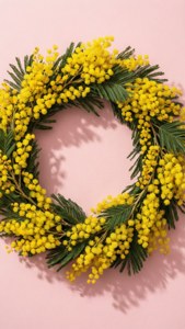 Pink Mimosa Wreath