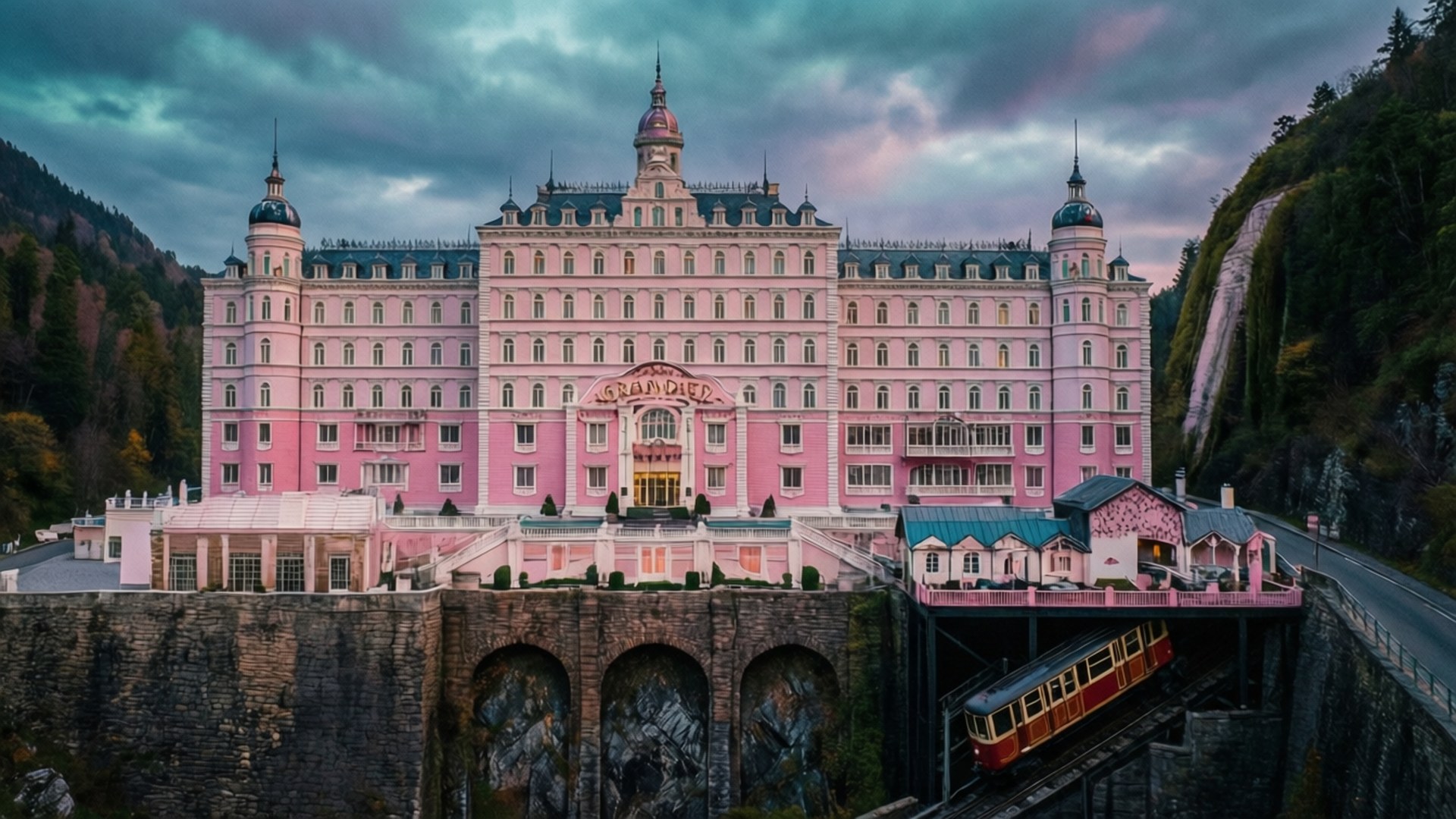 Pink Palace at Dusk by Wallpapers.art Studio