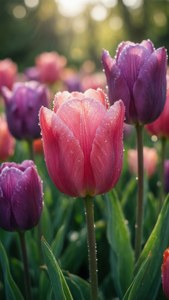 Pink Purple Tulip Dew
