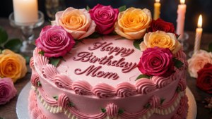 Pink Rose Birthday Cake