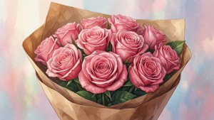 Pink Rose Bouquet Watercolor