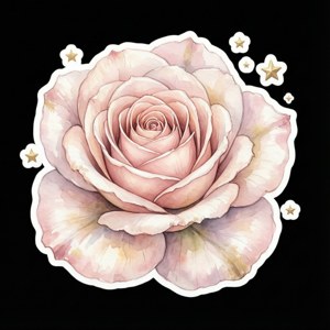 Pink Rose Star Sticker