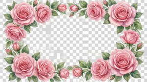 Pink Rose Watercolor Border