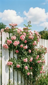 Pink Roses on Fence