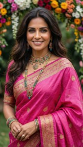 Pink Saree Smile