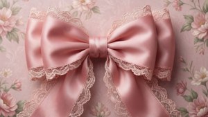 Pink Satin Lace Bow