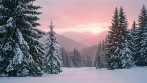 Pink Snowy Sunset