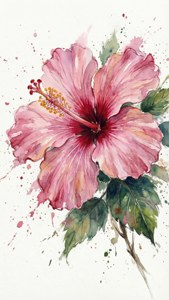 Pink Watercolor Hibiscus