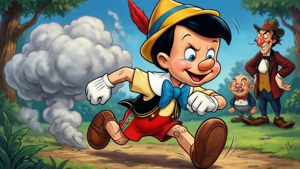 Pinocchio Escaping the Fox and Cat