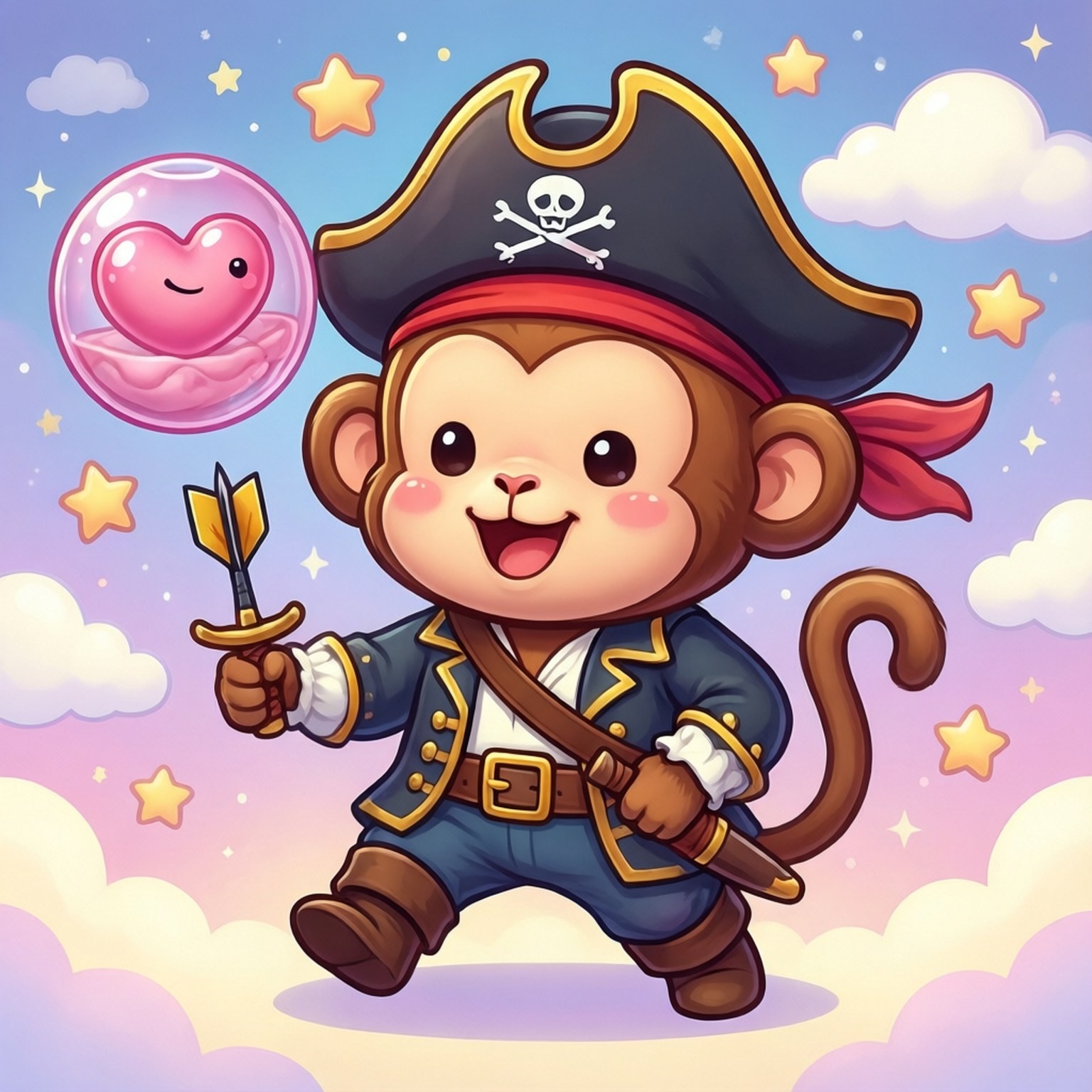 Pirate Monkey Love by Wallpapers.art Studio