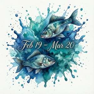 Pisces Zodiac Dates Watercolor