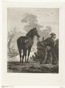 Pissende man met paard
