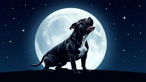 Pitbull Howling at Moon
