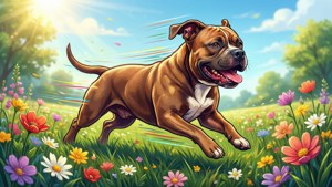 Pitbull in Flower Field