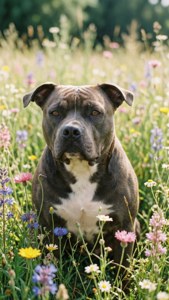 Pitbull in Flowers