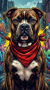 Pitbull with Red Bandana