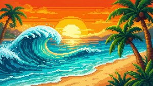 Pixel Beach Sunset