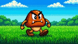 Pixel Goomba in Meadow