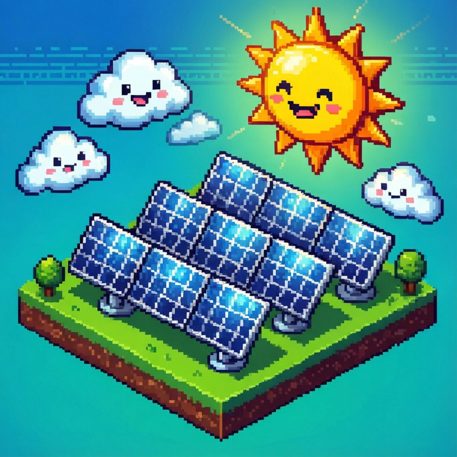 Pixel Solar Farm by Wallpapers.art Studio