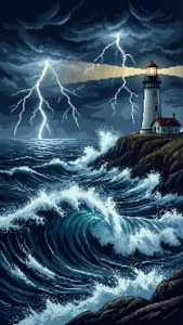 Pixel Stormy Lighthouse