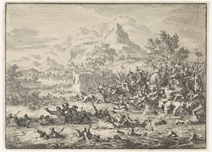 Placidus verslaat de Joden bij de Jordaan en drijft ze in de rivier