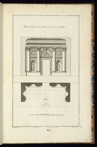 Plan et Coupe d'un Sallon au bout d'une Gallerie