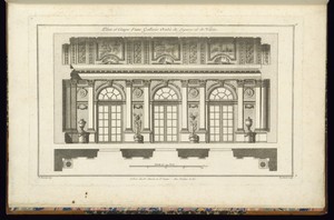 Plan et Coupe d'une Gallerie Ornée de figures et de Vases