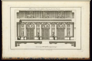 Plan et Coupe d'une Gallerie Ornée en face des Croisées