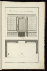 Plan et Elevation d'un Cabinet du côté de la Cheminée