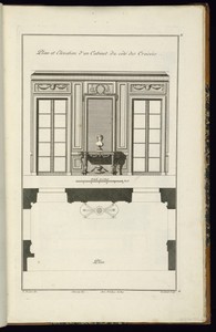 Plan et Elevation d'un Cabinet du côté des Croisées