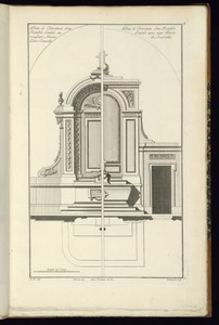 Plan et Elevation d'un Retables d'autel en voußure, Ornée d'une Console [et] Plan et Elevation d'un Retable d'autel avec une Porte de Sacristie